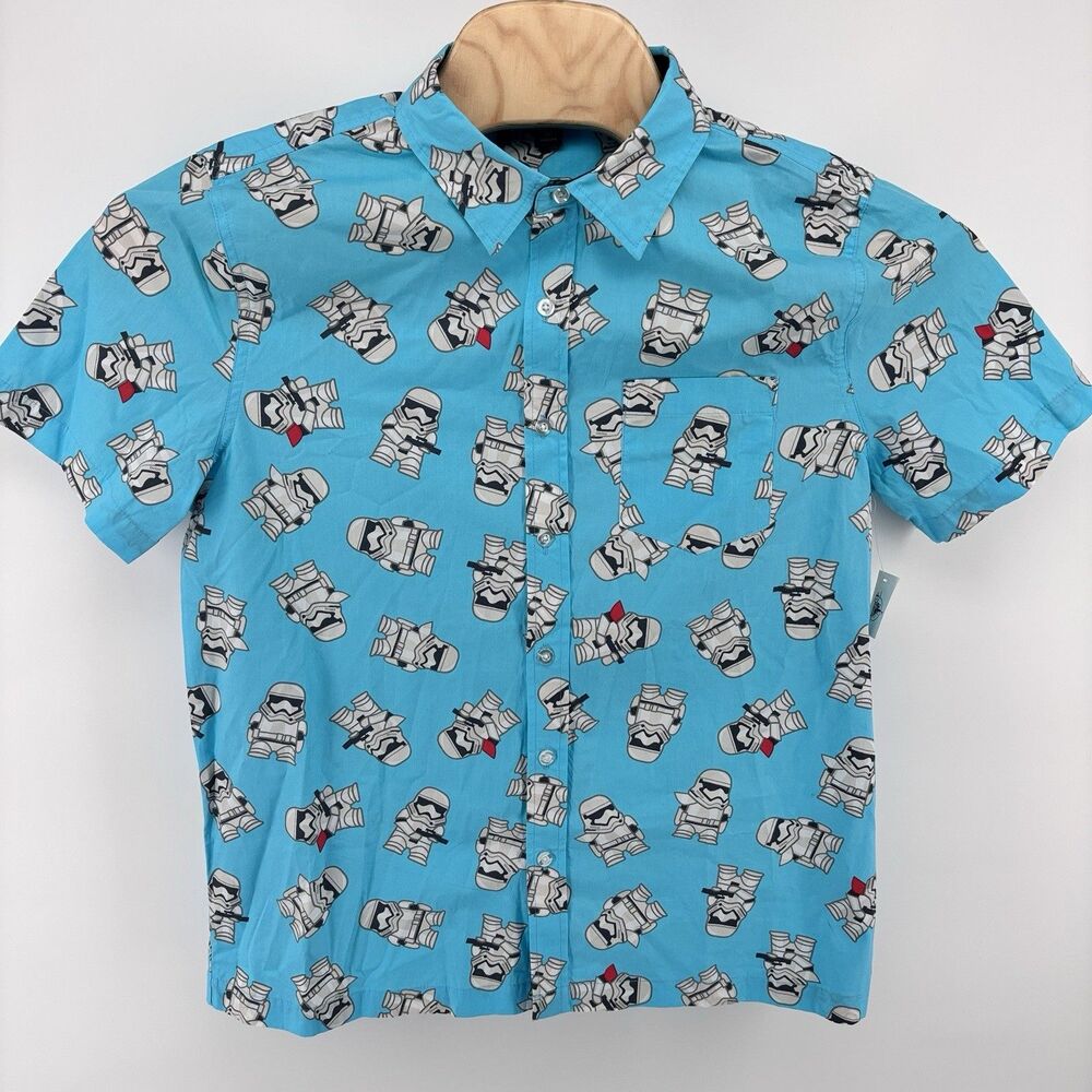 Disney Parks Star Wars Stormtrooper Button Up Shirt Mens M NWT 100% Cotton